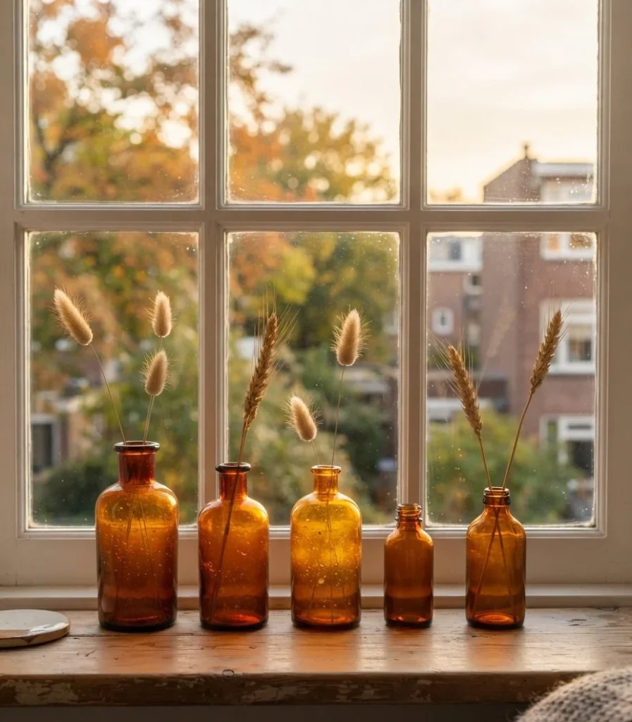 The Window Sill Amber Bottle Row