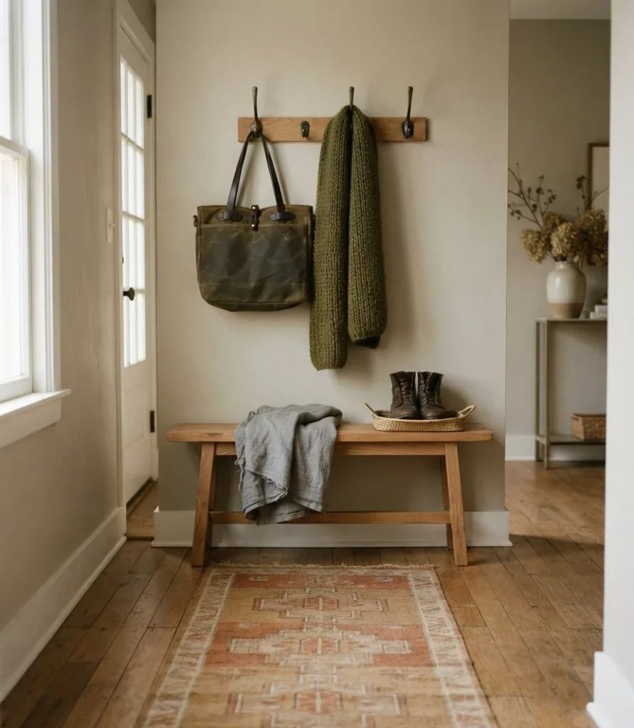 Wool Runner and Brass Hook Entryway