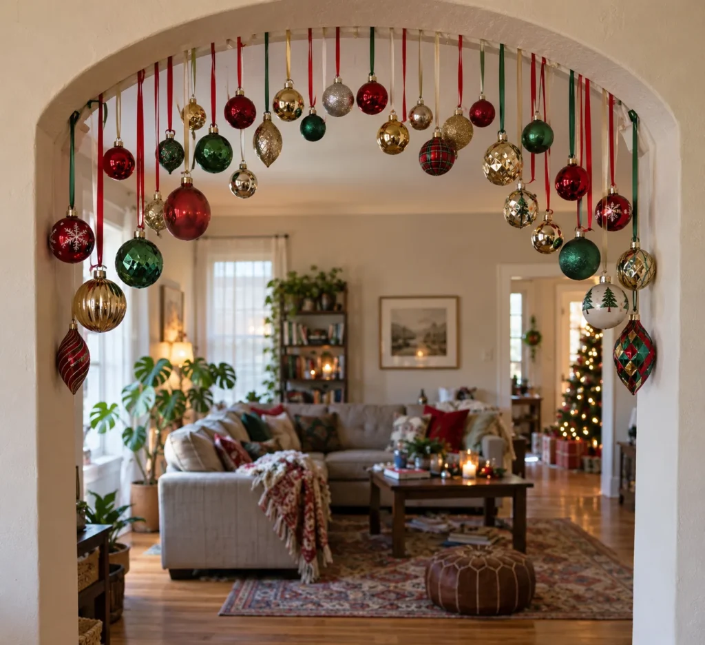Hanging Christmas Ornaments from Ceiling