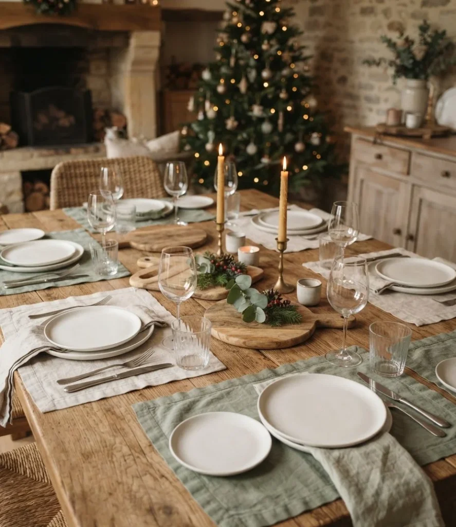 Bare Wood With Linen Placemats