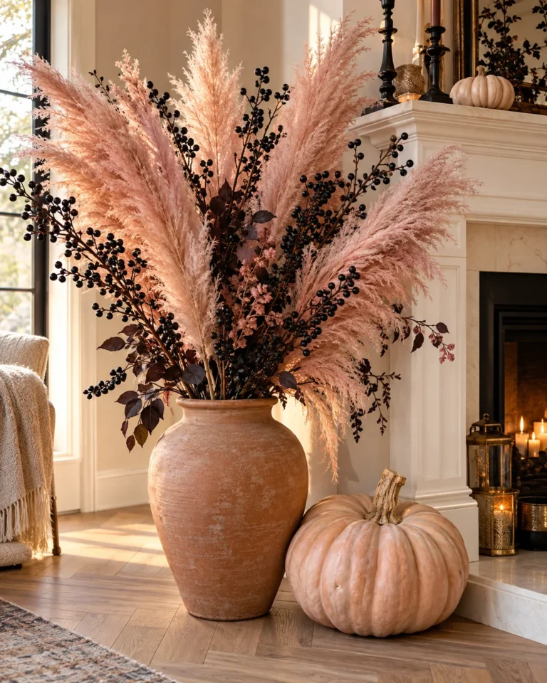 Blush Pampas Grass & Black Berry Hearth
