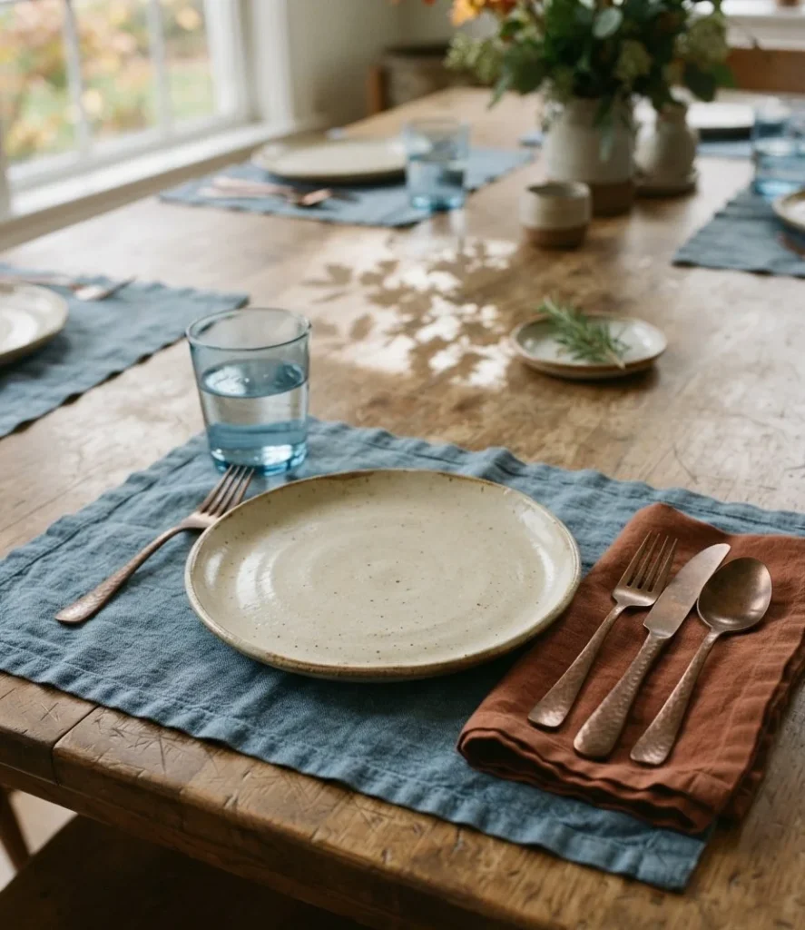Chambray Place Mats With Antiqued