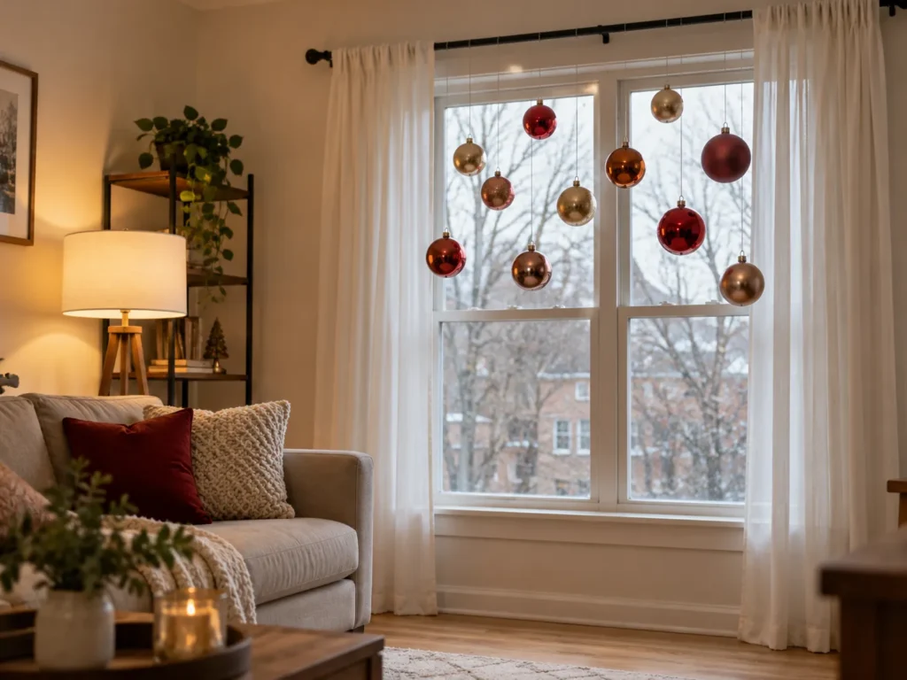 Curtain Rod Bauble Cascade on Clear Monofilament Line