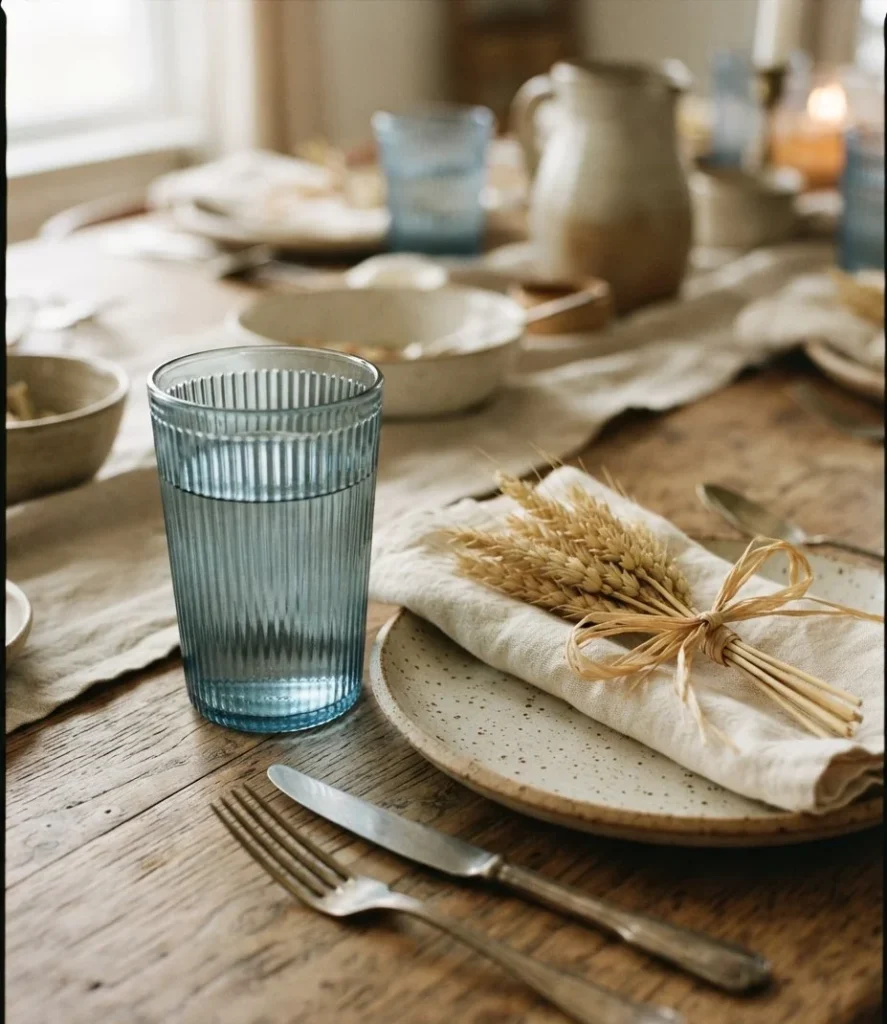 Dusty Blue Ribbed Tumblers