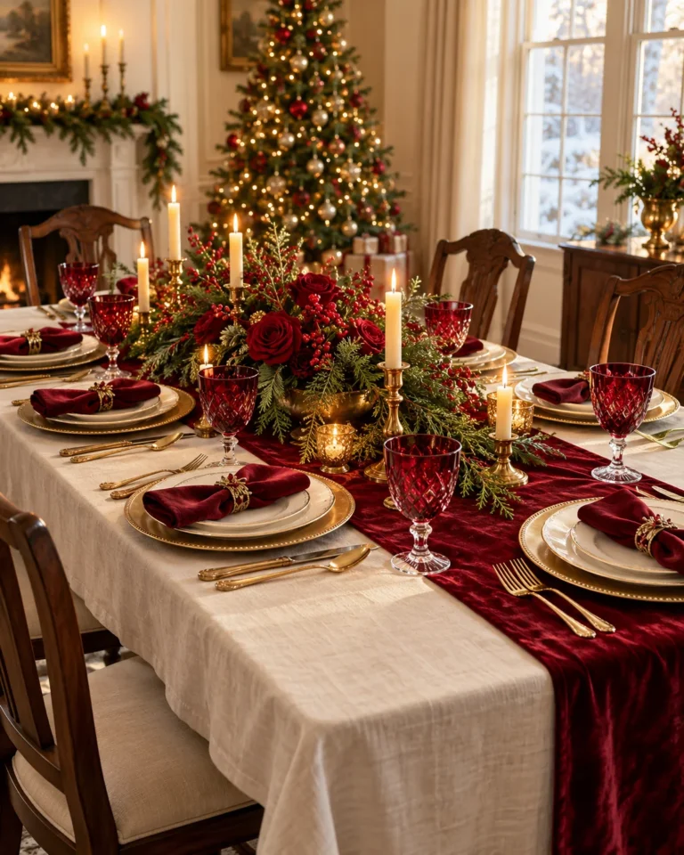 Elegant Red Christmas Table Settings