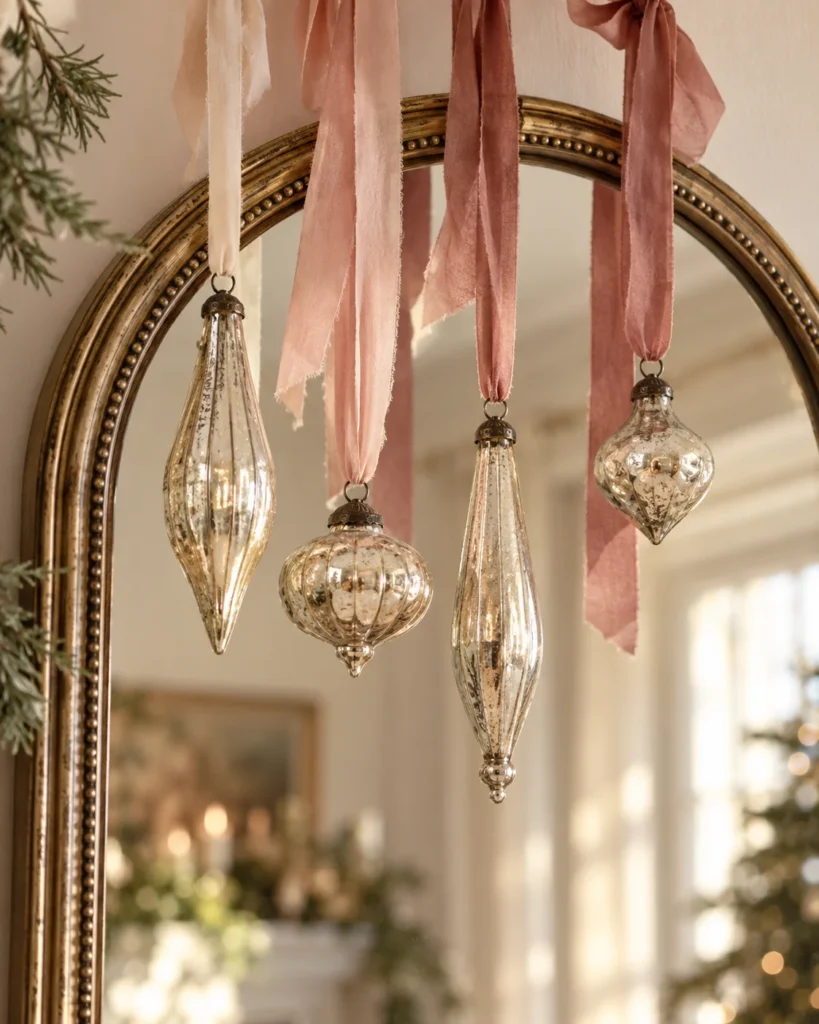 Floating Vintage Glass Baubles on Gradient Ribbons