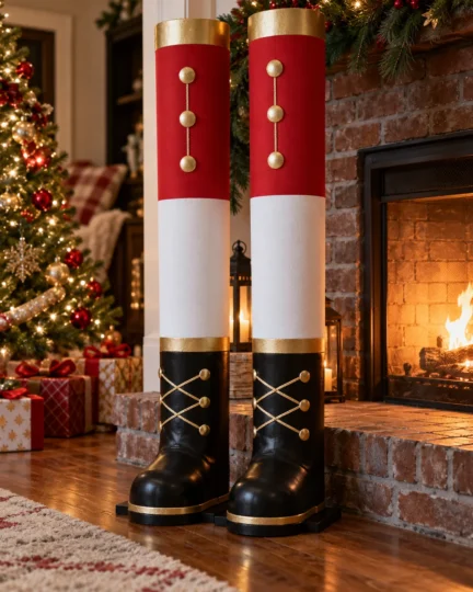 Free-Standing Giant Nutcracker Legs by the Hearth