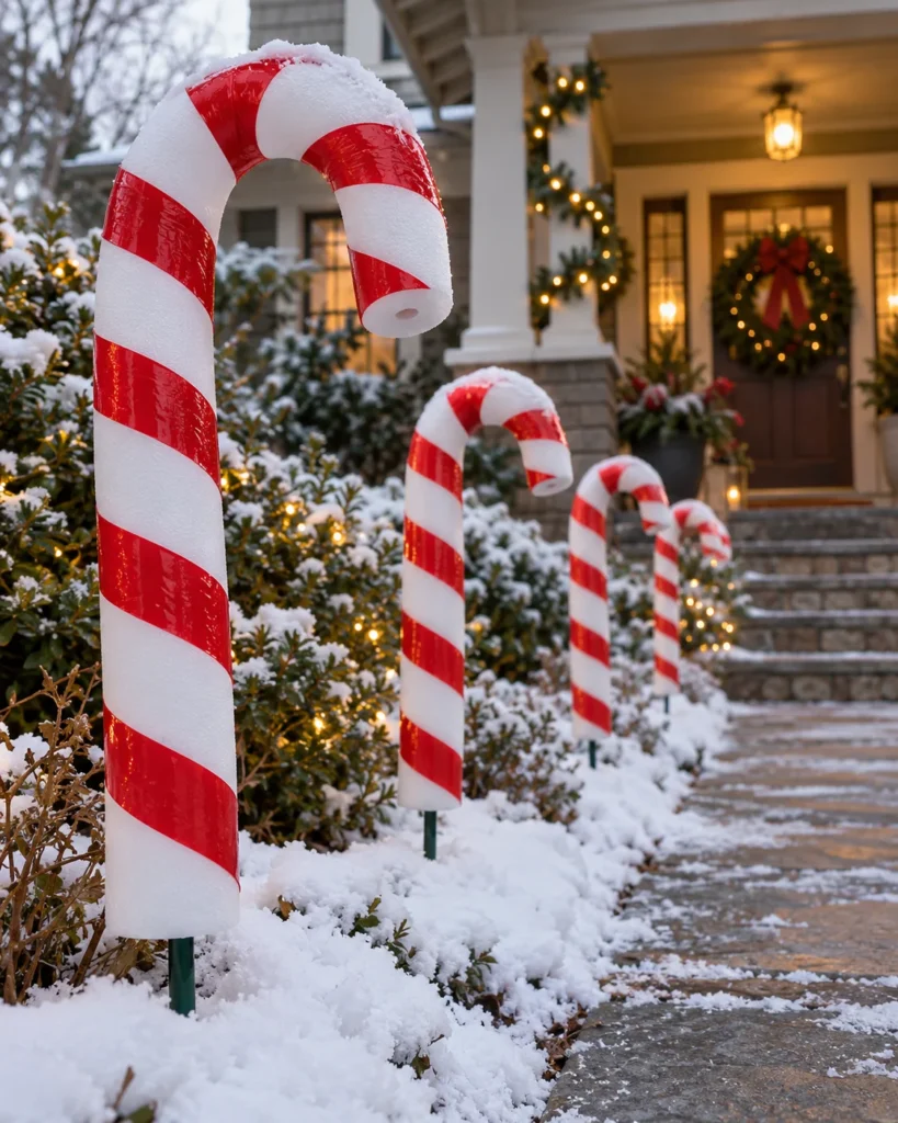 Giant Walkway Peppermint Candy Canes on 9-Gauge Wire