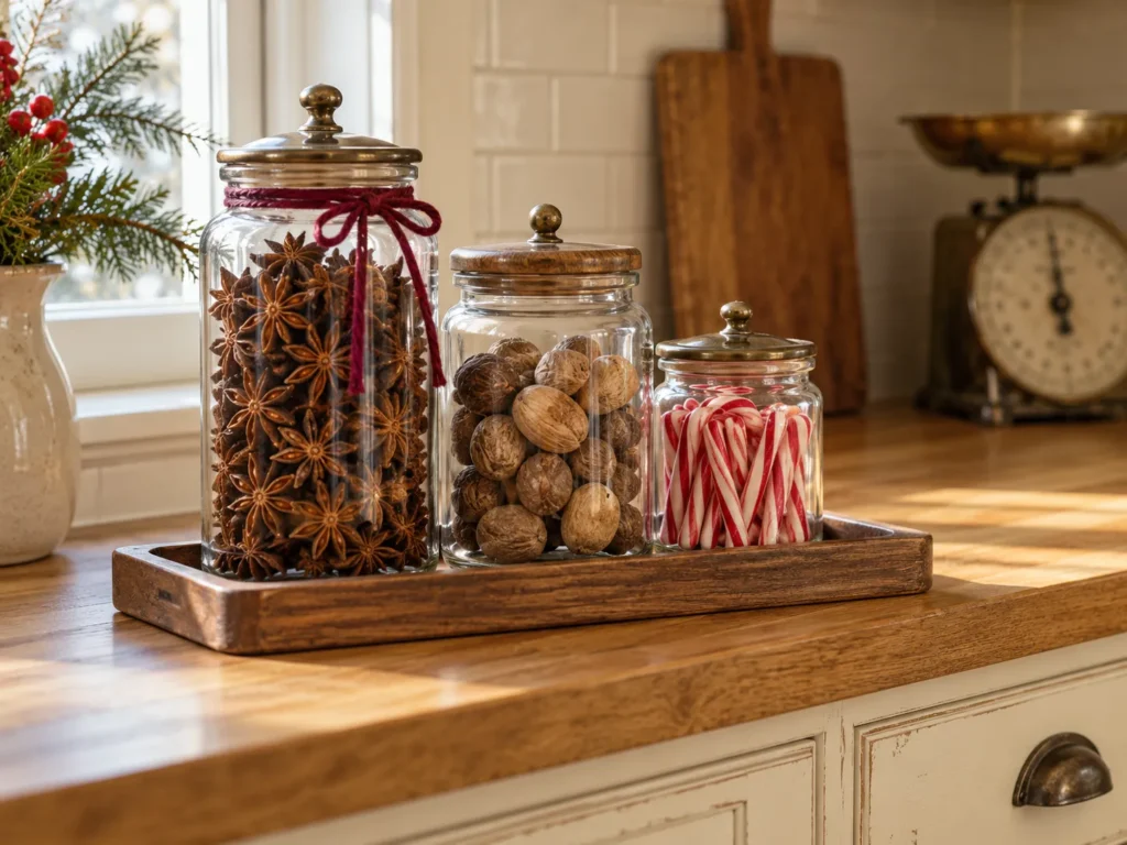 Glass Pantry Canisters Styled With Whole Spices