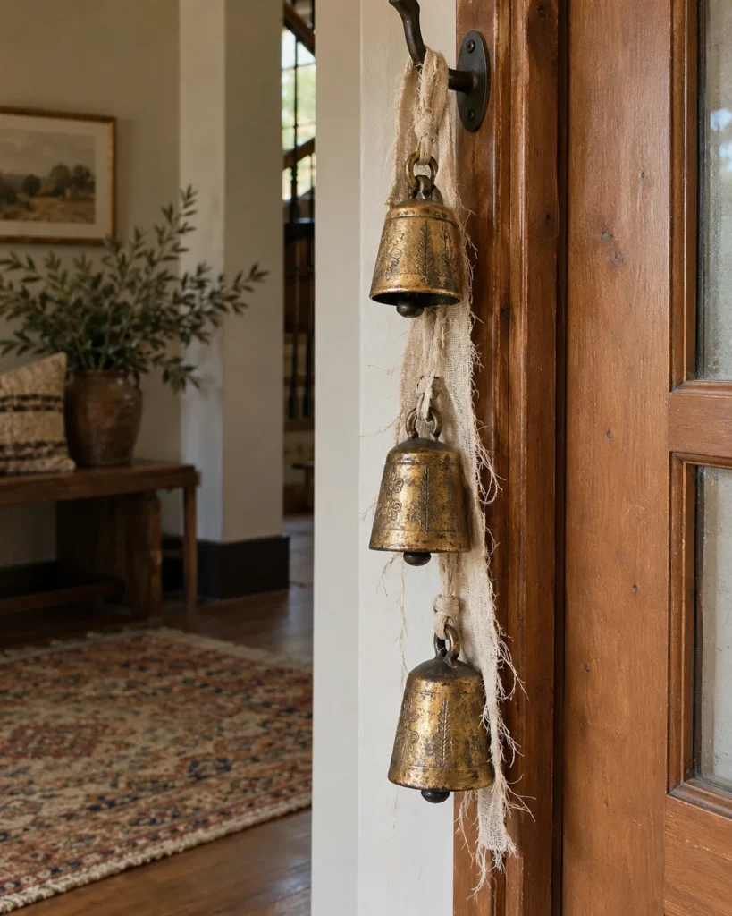 Golden Cowbells on Frayed Raw-Edge Muslin
