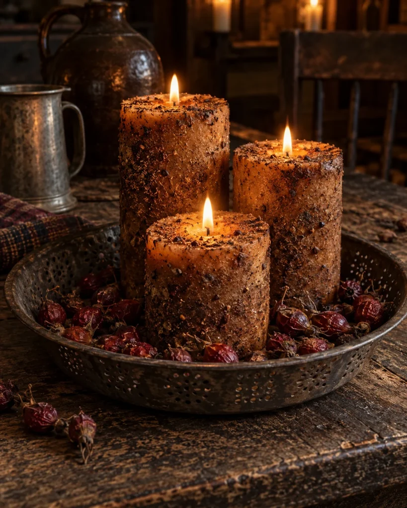 Grubby Cinnamon Battery Pillars in Punched-Tin Pie Plates