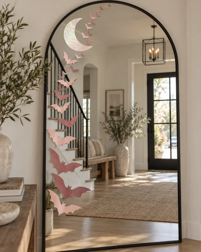 Iridescent Moon & Pink Bat Decals