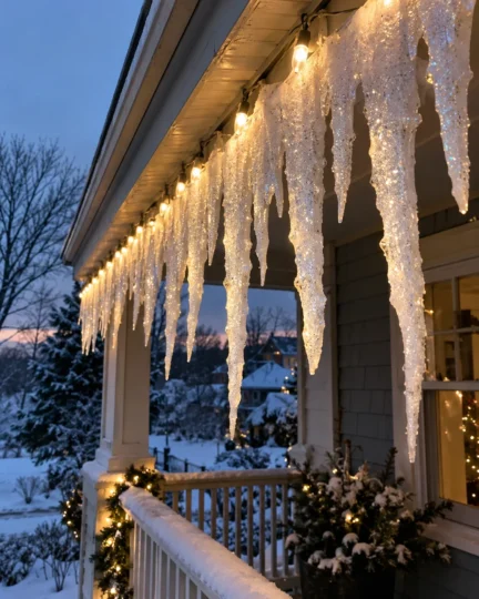 Jagged Icicle Fringe Carved With an Electric Knife and Mica Flakes