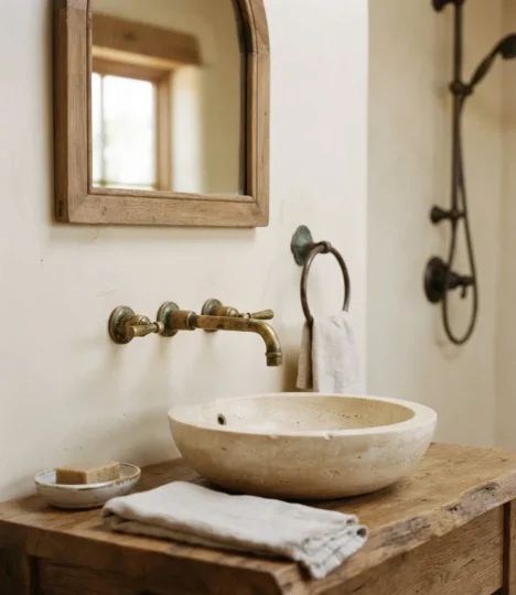 Living Finish Unlacquered Brass and Patinated Bronze Plumbing