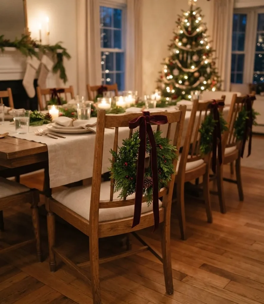Mini Wreaths on Chair Backs