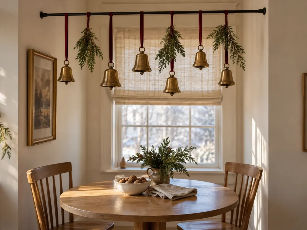 Over-the-Table Tension Rod With Harmony Bells and Cedar Sprigs