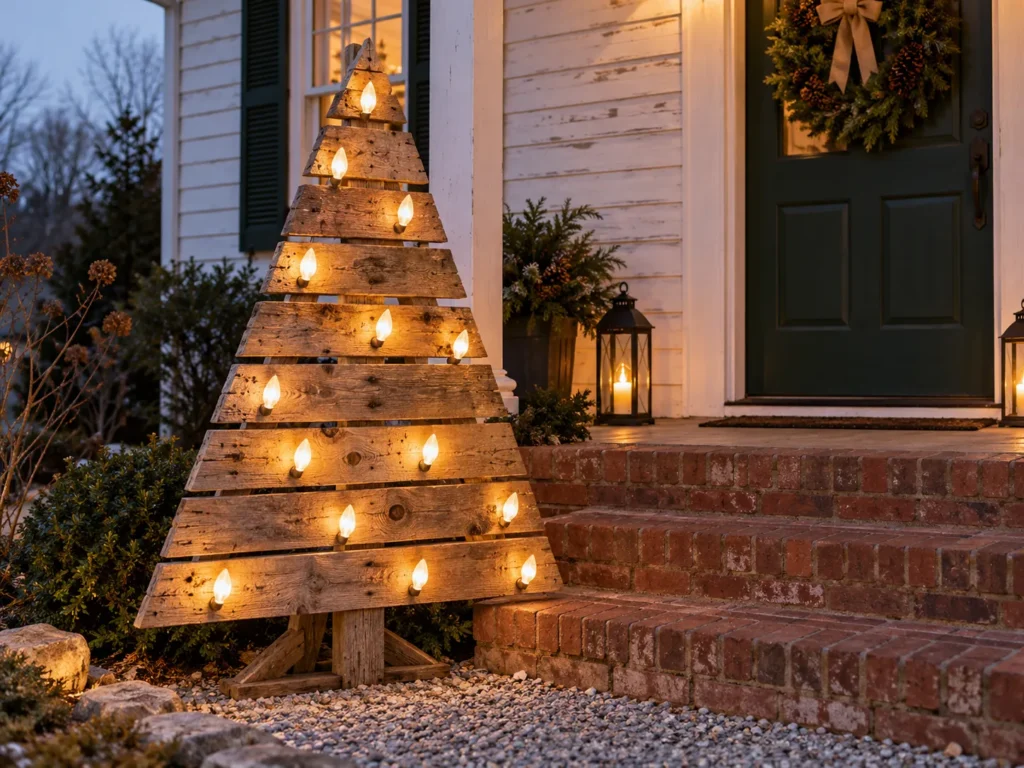 Reclaimed Pallet Christmas Tree With Drilled-In C9 Sockets