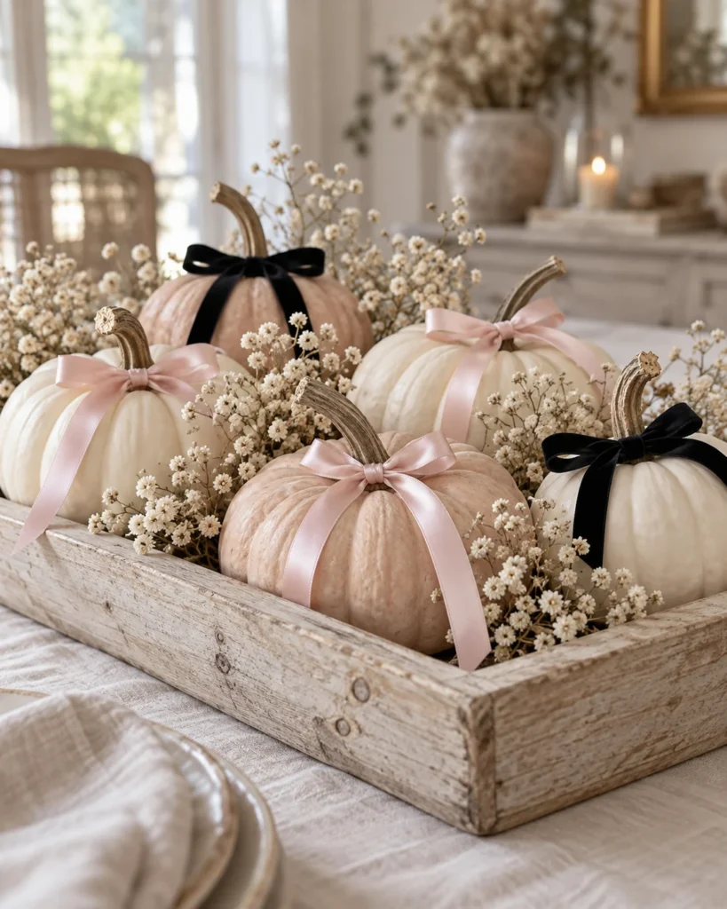 Satin Bow Mini Pumpkins