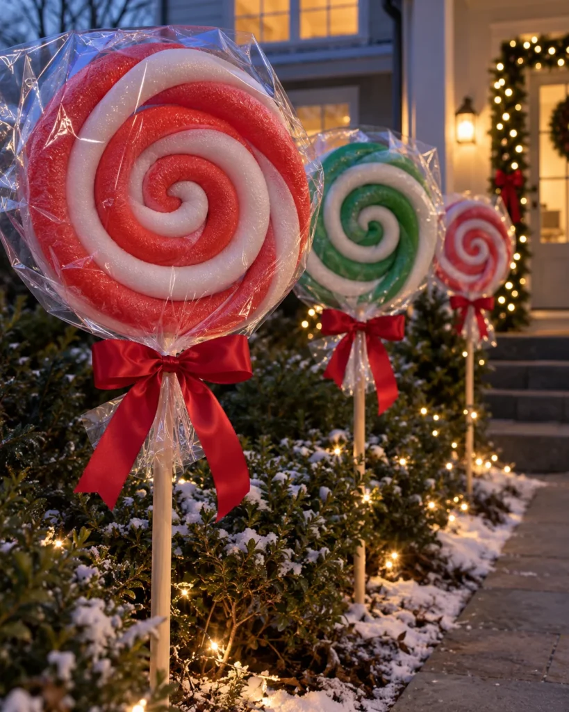 Spiral Lollipop Lawn Stakes on Wooden Dowels