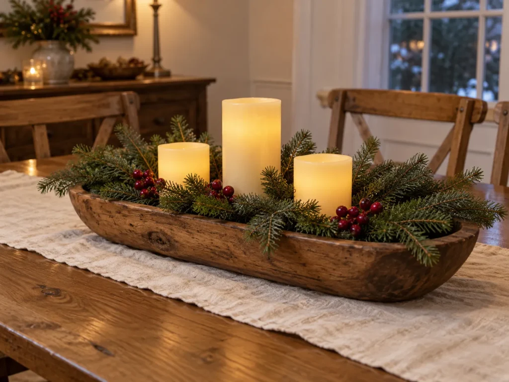 Staggered Flameless Pillars in Balsam Fir and Cranberry Picks