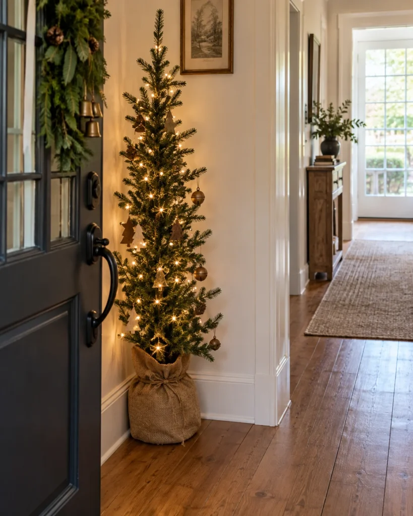 The Corner Alpine Pencil Tree in Burlap