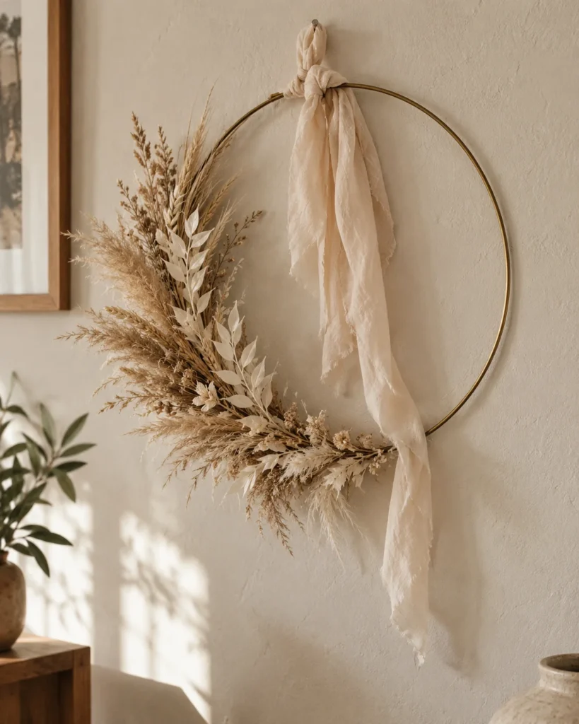 The Crescent Pampas Grass Hoop Wreath