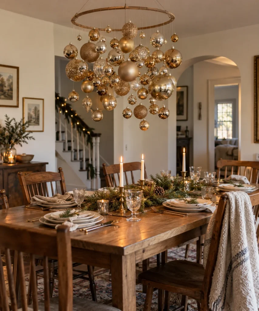 Hanging Christmas Ornaments from Ceiling