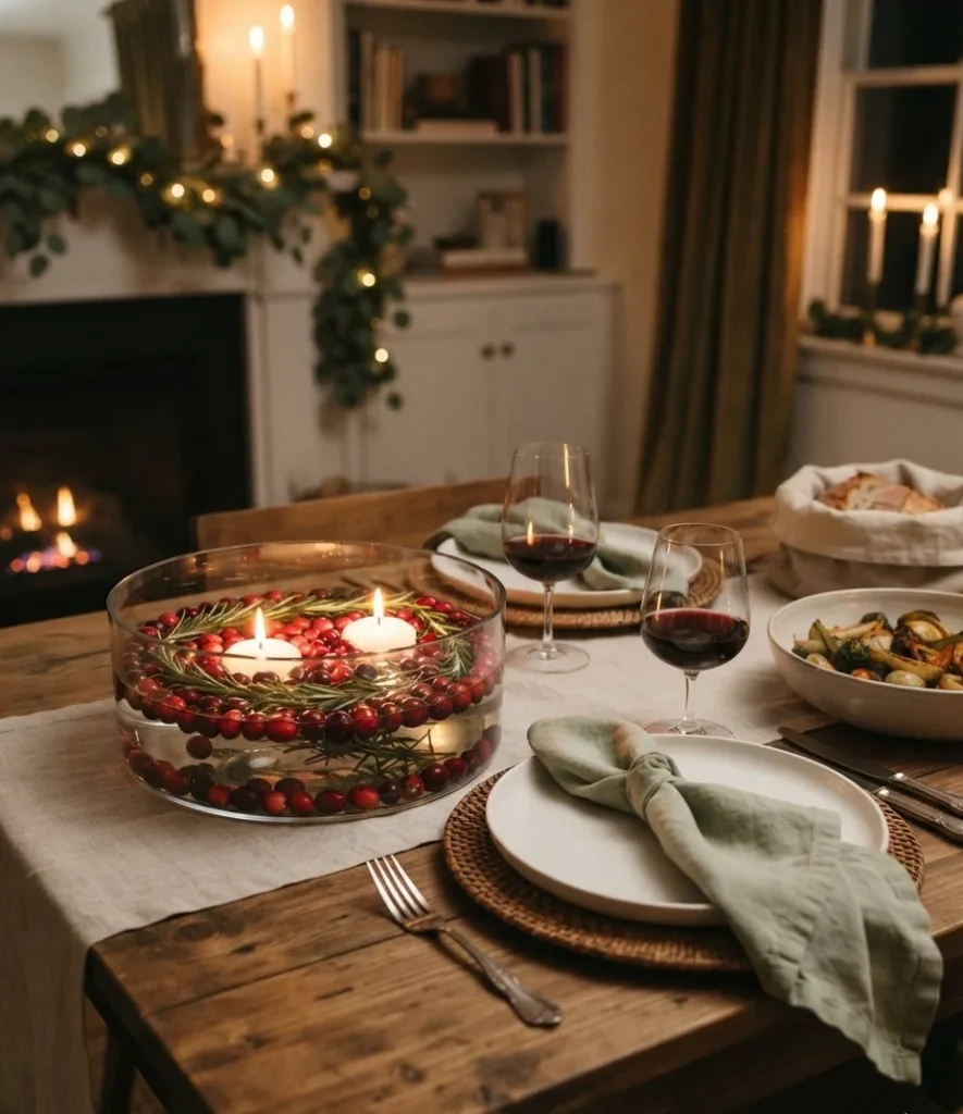 The Floating Candle and Cranberry Bowl