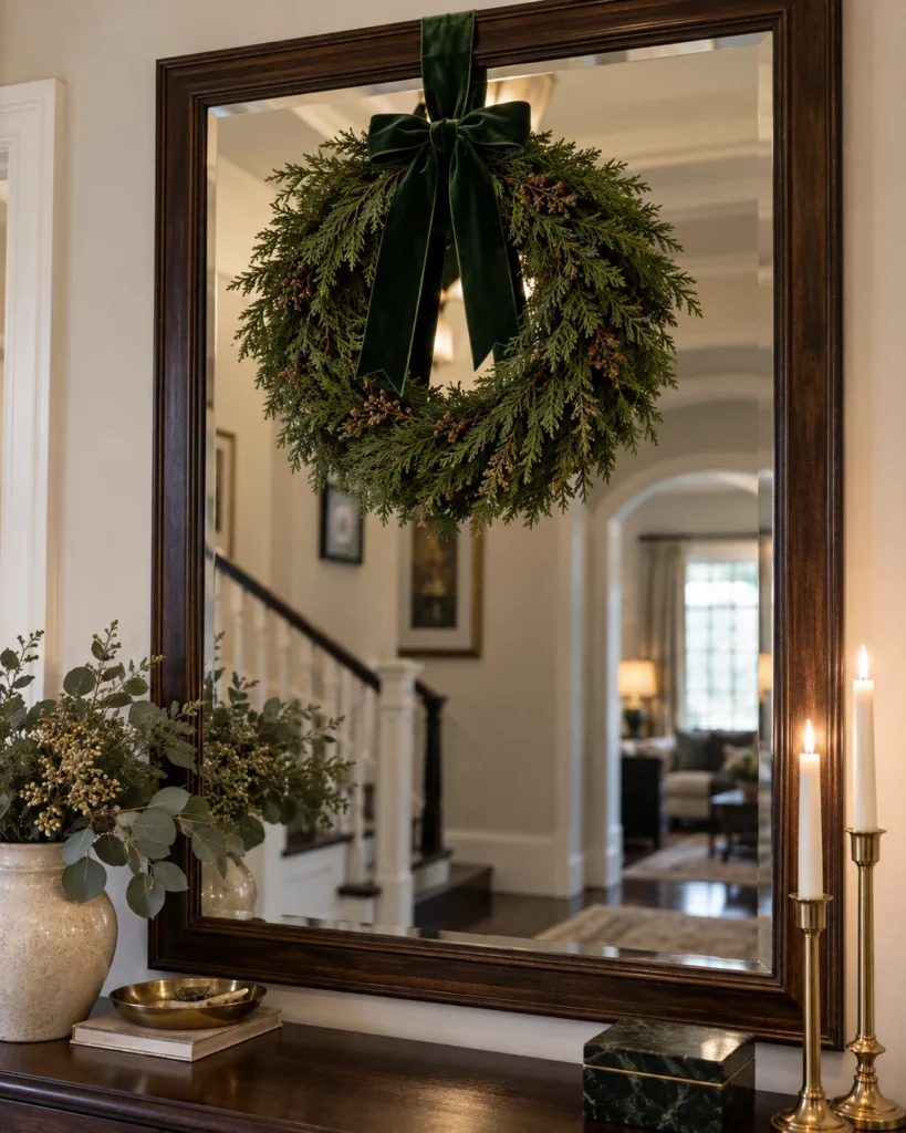 The Ribbon-Suspended Mirror Wreath