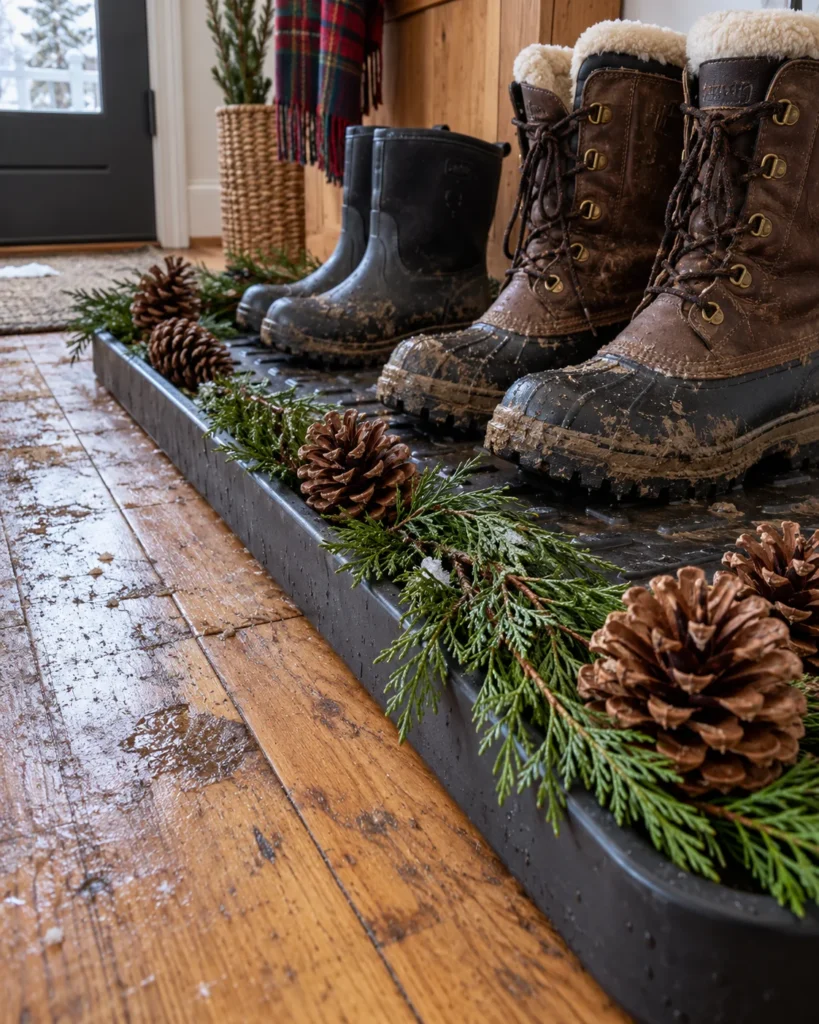 The Seasonal Boot Tray Pinecone Tuck